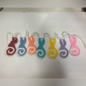 Easter Bunny Swirly Garland New Handmade Crochet Rainbow Colors